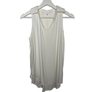 Adyson Parker Womens XS White V Neck Tank Sleeveless Minimalist Summer Blouse